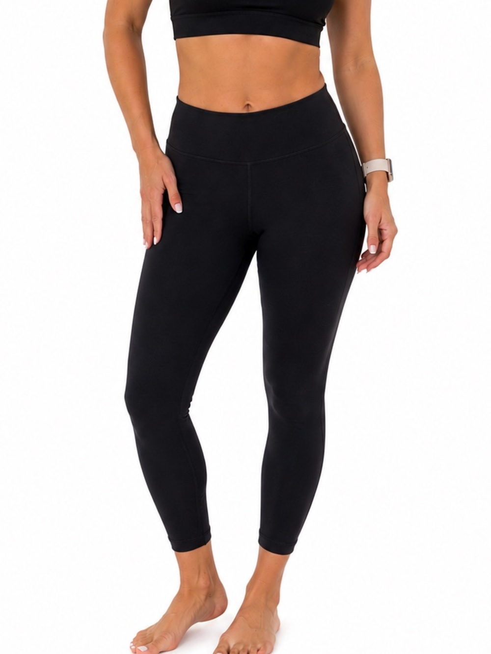 Fabletics Size Medium High-Waist Black Performance Cropped Leggings - Women